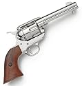 US M1873 Old West Pistol with Nickel Silver Tone Finish - Replica of Classic .45 Western Revolver - Wood and Metal Prop Gun