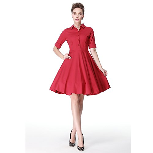 Heroecol® 50s 60s Vintage Retro Short Sleeve Swing Rockabilly Dress
