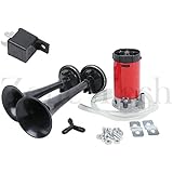 Zone Tech Super Loud Powerful Train Sound Shiny Black Dual Trumpet 12V Vehicle Car Van Truck Boat Air Horn