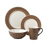 Pfaltzgraff Shadow Box Latte 16-Piece Dinnerware Set, Service for 4