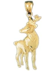 Dazzlers Solid 14 karats gold Deer Charm Pendant Available in three colors from jewelsberry (weights: 2.3 grams only)
