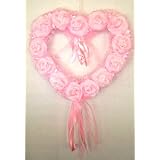 Pink Heart Shaped Silk Wedding Wreath with Rose Flowers