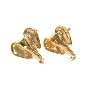 Beautiful 24k Gold Layered GL Diamond Cut Elephant Head Stud Post Earrings - Lifetime Warranty!...