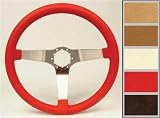 63-82 Corvette Black Leather Steering Wheel w/Brushed Center