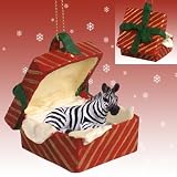 Zebra Red Gift Box Christmas Ornament