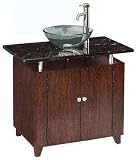 2 Door Glass Bowl Vanity Sink w/ Marble Top