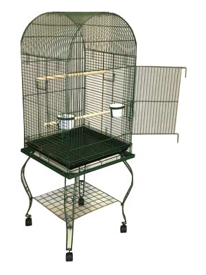 Brand New Parrot Bird Cage Cages Dome W/stand on Wheels 20x20x58, Green