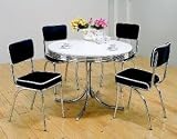 5 Piece Chrome Table Set By Coaster Furniture