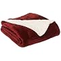 LCM Home Fashions Micromink / Sherpa 50-Inch by 60-Inch Throw, Red