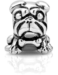 Chuvora Sterling Silver Pug (Dog) Bead Charm Fits Pandora Bracelet