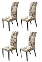 2 New Parson Side Dining Chairs with a Floral Print and Cappuccino / Espresso Finish Legs