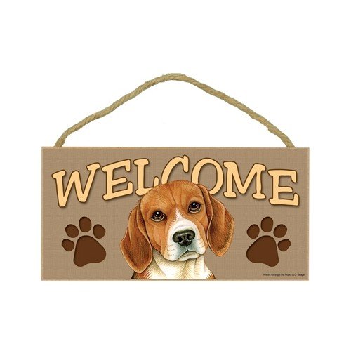 Beagle Wood Welcome Door Sign 5''x10'' On Sale