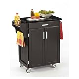 Homestyles 9001-0044 Black Wood Cart with Black Granite Top