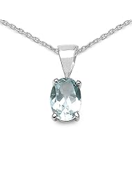 1.00 Carat Genuine Blue Topaz 925 Sterling Silver Pendant