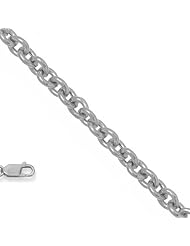 14k Solid White Gold 1.5 mm (1/16 Inch) Forsantina Chain Necklace 18" w/ Lobster Claw Clasp