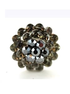 Black and Silver Shimmer Flower Ring