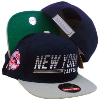 SNAPBACK HAT CAP NEW YORK YANKEES AMERICAN NEEDLE FLAT BILL BLUE GRAY WOOL NEW