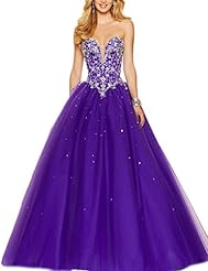 A-line Strapless Sequined Lace-Up Pleated Beaded Backless  Cowl Neck Sweetheart Sleeveless Tulle Floor Length Evening Dress/Prom Dress/Quinceanera Dress/Party Dress  With Rhinestones