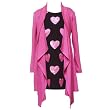 Rare Editions LITTLE GIRLS 4-6X FUCHSIA-PINK BLACK TWO-FER SEQUIN HEART MOCK-JACKET Special Occasion Party Dress