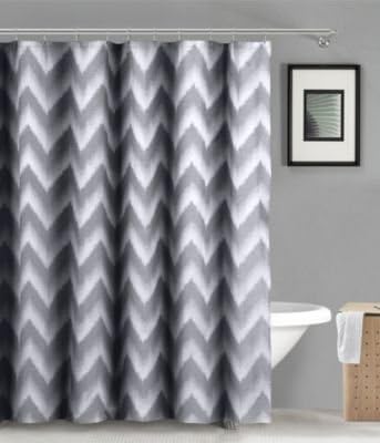 Duck River Textiles Maia Ikat Linen Poly Shower Curtain, Silver Linen