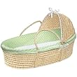 Badger Basket Co Natural Hooded Moses Basket - Sage Dot Bedding