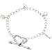 "LOVE" & Heart Silhouette Rhodium Plated Charm Bracelet