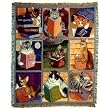 Cats with Books Tapestry Throw Blanket