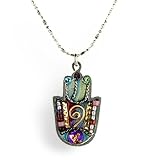 Green and Pink Hamsa with Shaddai Necklace from the Artazia Collection #617GR JN MN