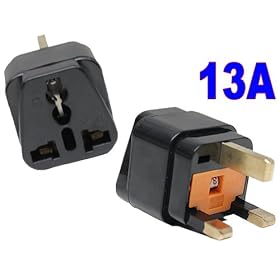 Universal Worldwide Tourist Visitor Travel 2-Pin / 3-Pin to UK 3-Pin Plug Adaptor Convertor (Black)