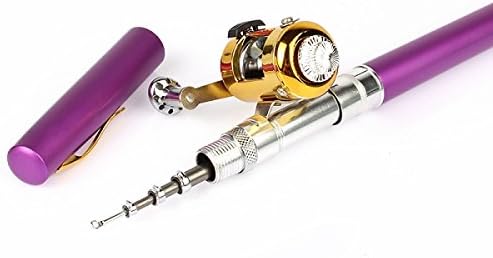 1.4M Pocket Pen Fishing Rod Mini Telescopic Portable Fishing Rods With Drum Fishing Reel Purple