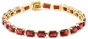 14k Yellow Gold Overlay Sterling Silver Garnet Rectangular-Shaped Stone Bracelet, 7"