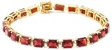 14k Yellow Gold Overlay Sterling Silver Garnet Rectangular - Shaped Stone Bracelet, 7 &acute; - cod. B0026MS9FS