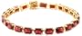 14k Yellow Gold Plated Sterling Silver Garnet Rectangular-Shaped Stone Bracelet, 7"