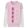 Girls' Cherokee&reg; Long-Sleeve Striped 2-fer Sweater - Pink