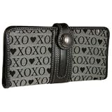 XOXO - Women's Entourage Two-Fold Logo Print Wallet: Black Wallet