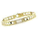 14K 2 Tone Track Link w/Station Bracelet 8