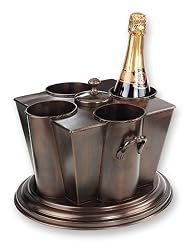 Old Dutch International 11&frac12; Inch x 11&frac12; Inch x 10 Inch Antique Copper 4 Bottle Wine Chiller, RM
