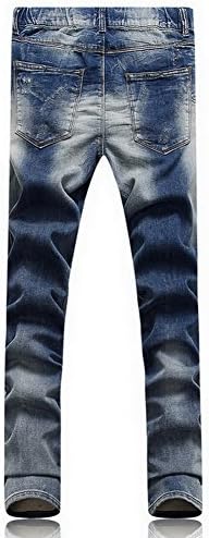 Huanwei Men's Jeans Tether Hole Slim Denim Trousers (28)