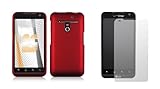 LG Esteem (Metro PCS) Premium Combo Pack - Red Rubberized Shield Hard Case  ....