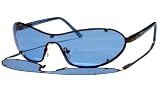 Porn Star Optics WRAPPERS DELIGHT Gunmetal Crystal Blue Sunglasses with Blue Polycarbonate Lenses