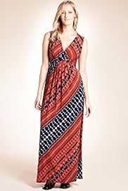 V Neck Diagonal Striped Maxi Dress