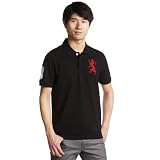 (ジョルダーノ)GIORDANO コットンストレッチライオンポロ91010182 91010182 93 93Classic Black x EMB Red Rage L