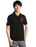 「(ジョルダーノ)GIORDANO コットンストレッチライオンポロ91010182 91010182 93 93Classic Black x EMB Red Rage L」の画像