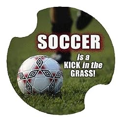 Soccer is a Kick in the Grass Carsters - Coasters for Your Car