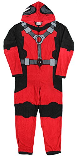 Deadpool (X-Men) Costume -- Hooded Fleece One-Piece Union Pajamas, XX-Large
