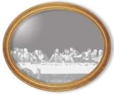 Decorative Etched Mirror - The Last Supper Christian Art Etching, Oval Solid Hardwood Framed Wall Mirror, 19 x 23 inches