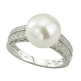 Chinese Fresh Water Pearl with 0.08 ct. Diamond Ring in 14K White Gold