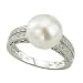 Chinese Fresh Water Pearl with 0.08 ct. Diamond Ring in 14K White Gold
