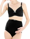 Angeliebe エンジェリーベ 授乳 兼用 ブラジャー ＆ マタニティ ショーツ C65 ブラック
