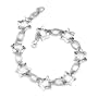 Sparkling Glamour: Sterling Silver Designer Inspired Fancy Star and Oval Link Chain Bracelet